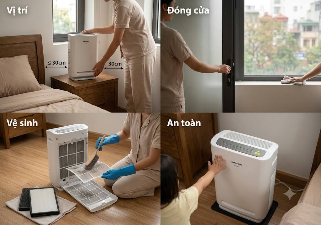 Cách sử dụng máy lọc không khí dưới 20m² hiệu quả