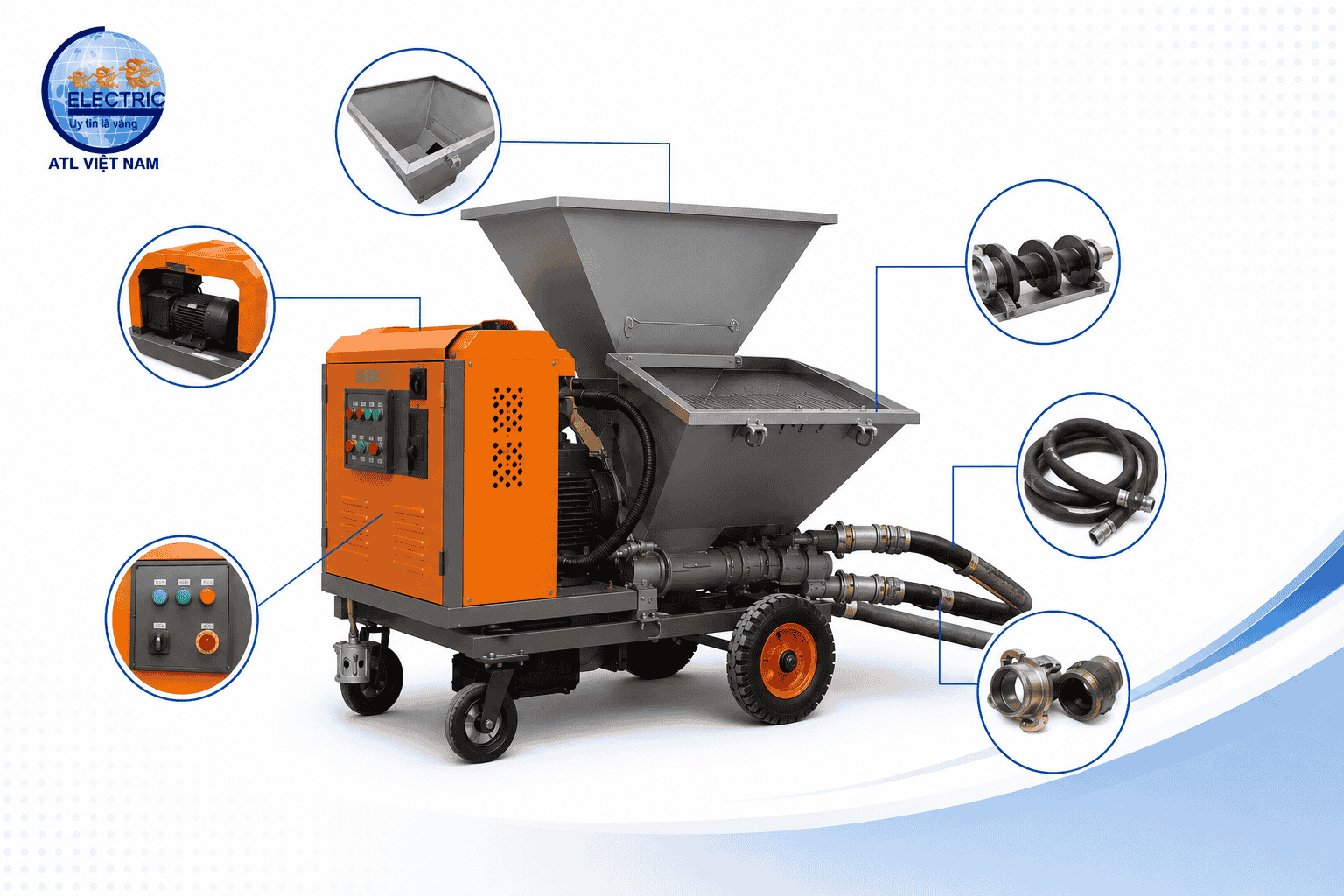 Cấu tạo máy bơm vữa gồm những bộ phận nào?