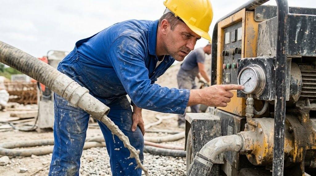 Dấu hiệu nhận biết máy bơm vữa bị tụt áp