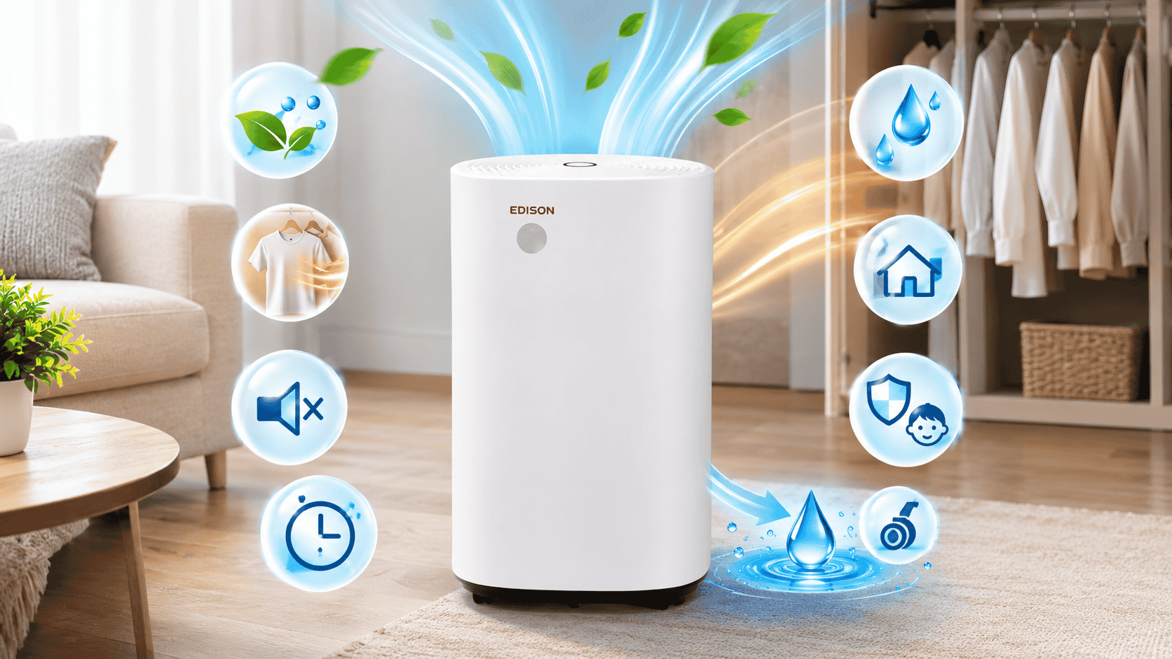 Máy hút ẩm Edison ED-27BE có những chức năng gì?