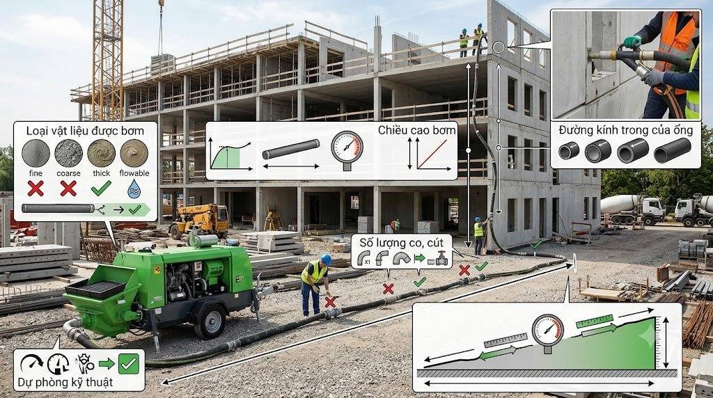 Khoảng cách bơm ảnh hưởng đến việc chọn máy như thế nào?