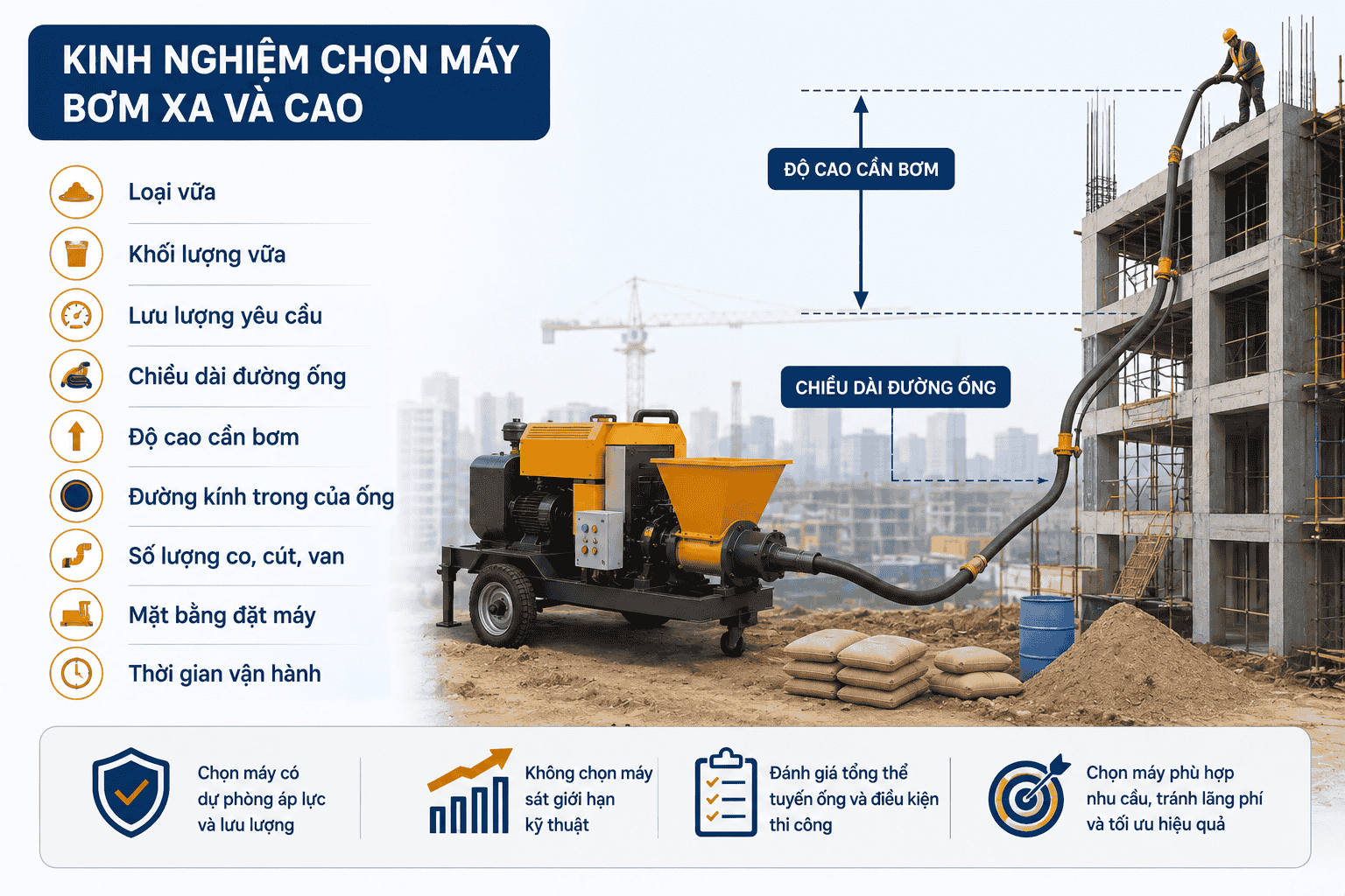 Kinh nghiệm chọn máy khi cần bơm xa và cao