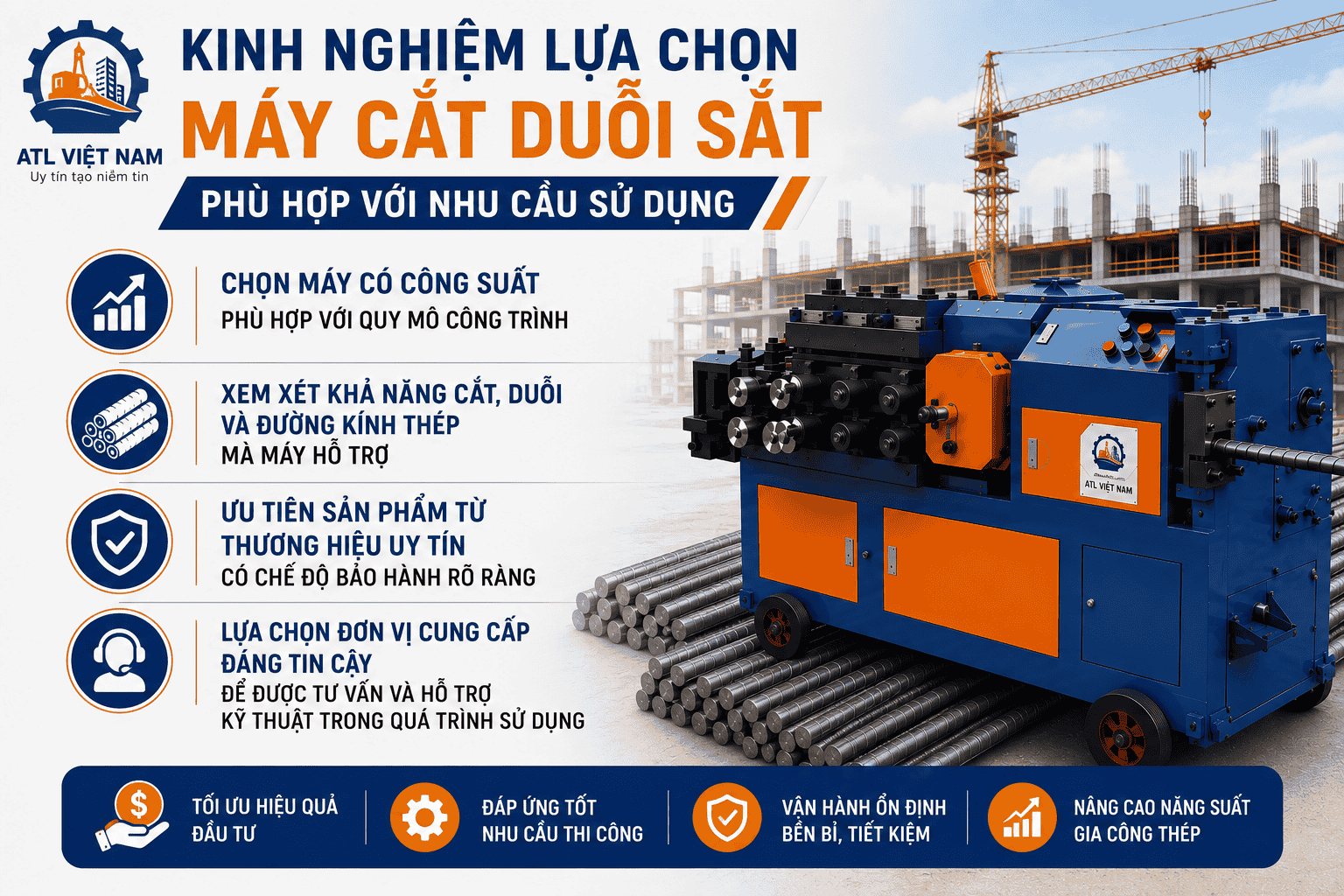Kinh nghiệm lựa chọn máy cắt duỗi sắt phù hợp với nhu cầu sử dụng