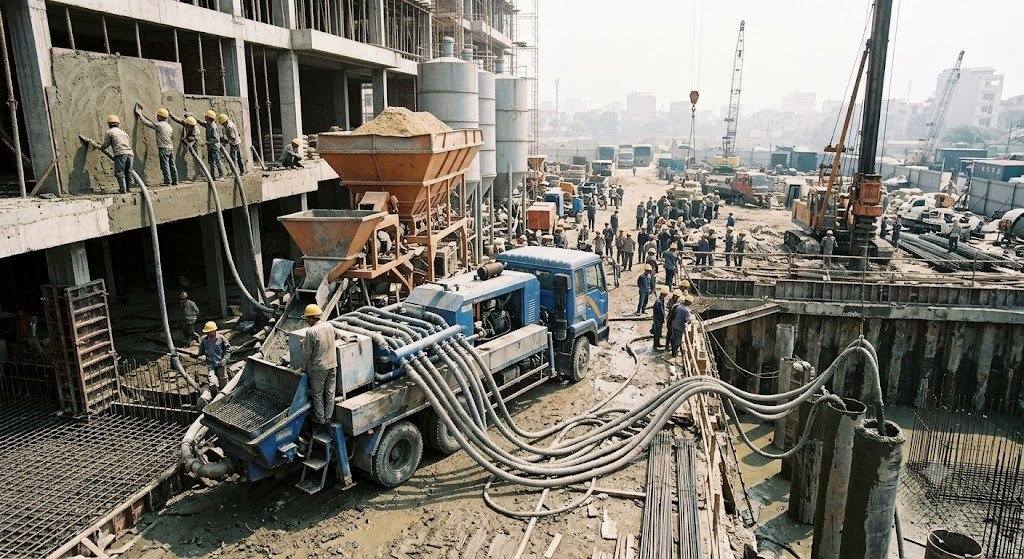Máy bơm vữa 15kW dùng cho công trình nào?