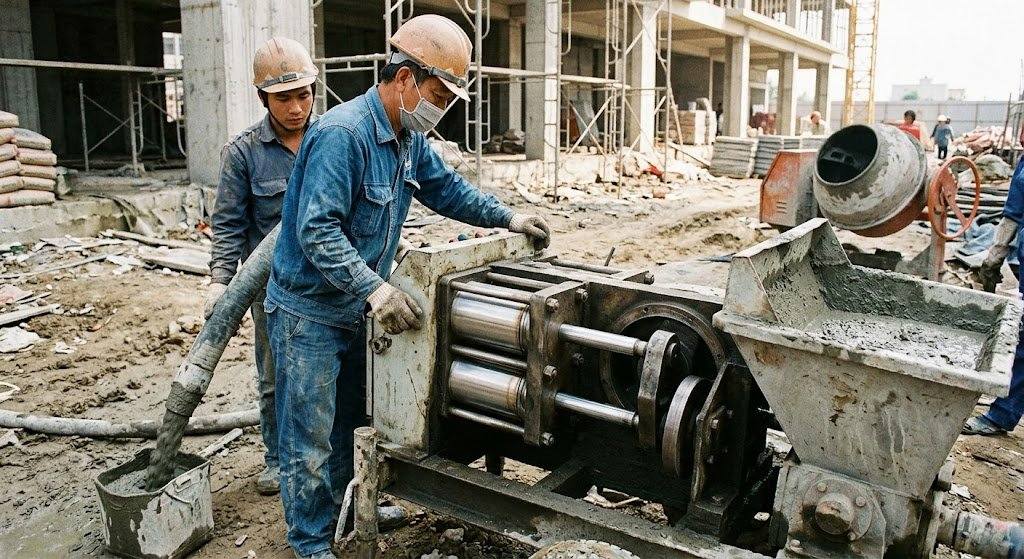 Máy bơm vữa 2 piston là gì?
