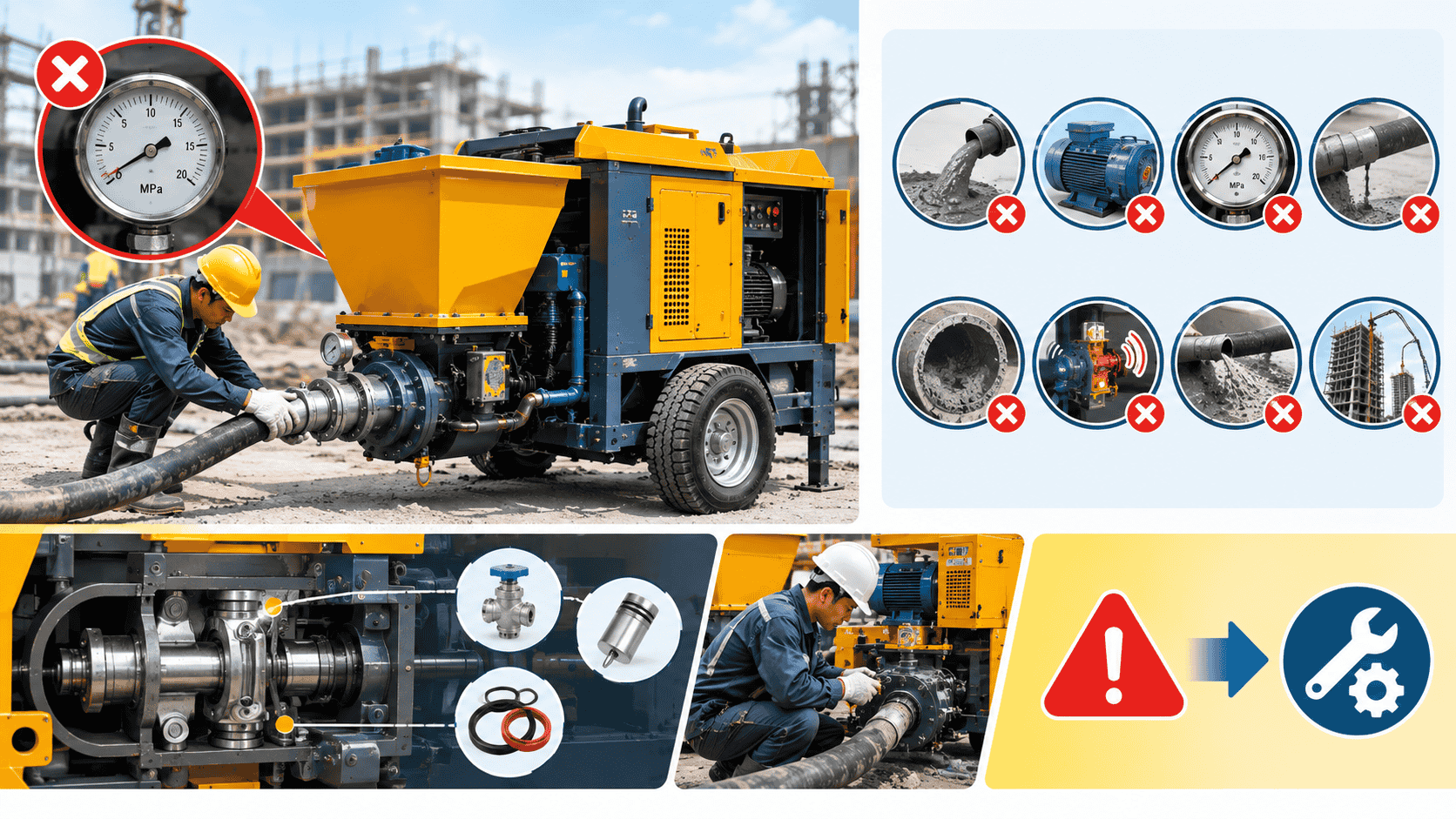 Máy bơm vữa không lên áp là gì?
