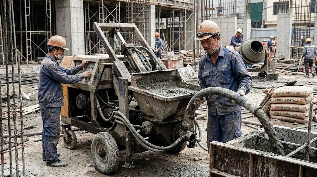 Máy bơm vữa piston là gì?
