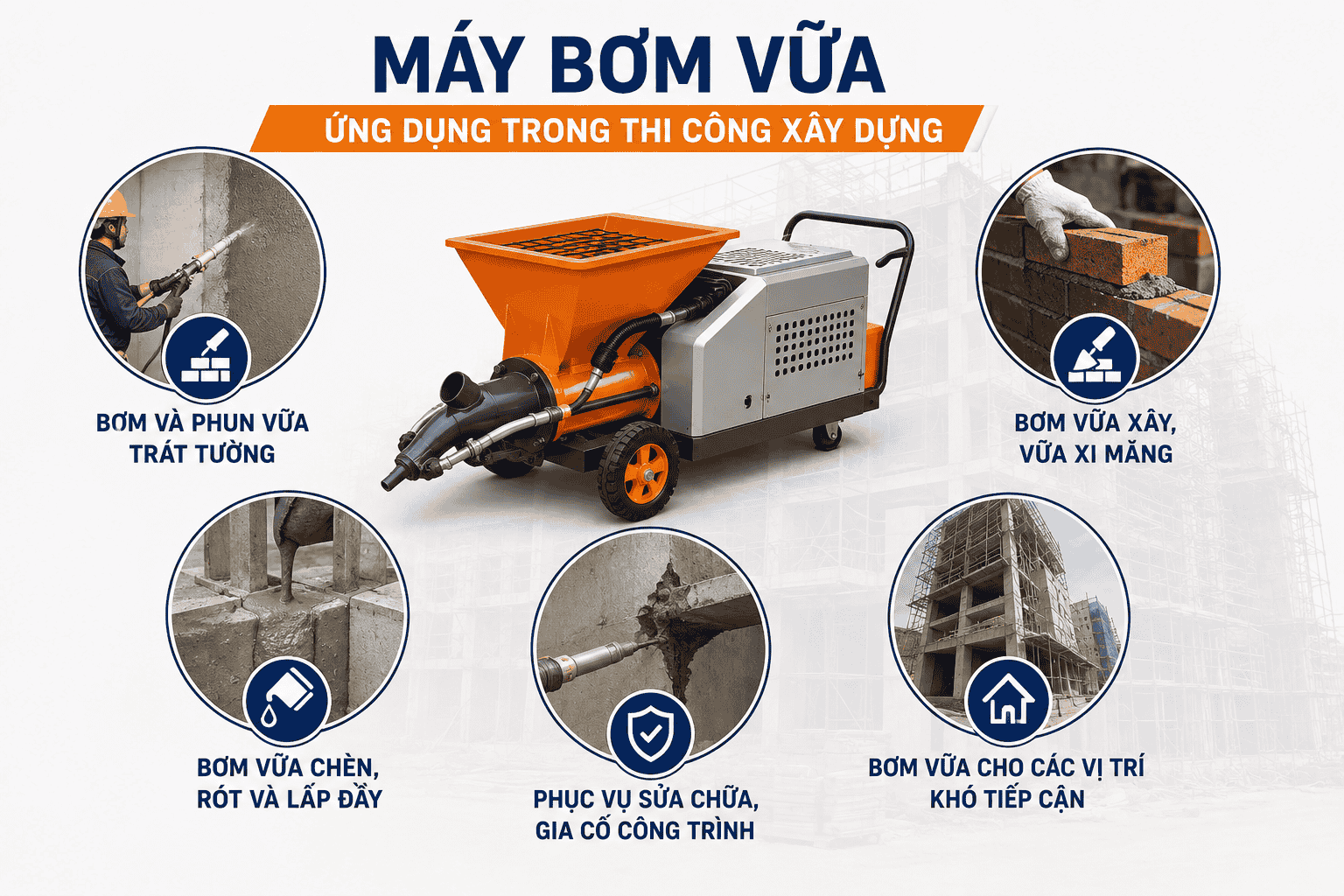 Máy bơm vữa dùng để làm gì trong thi công xây dựng?