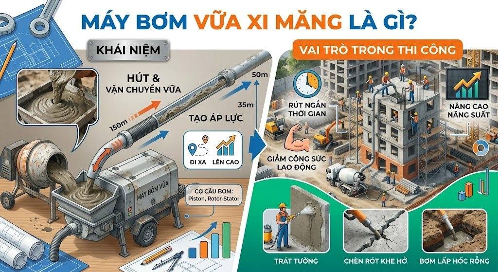 Máy bơm vữa xi măng là gì?