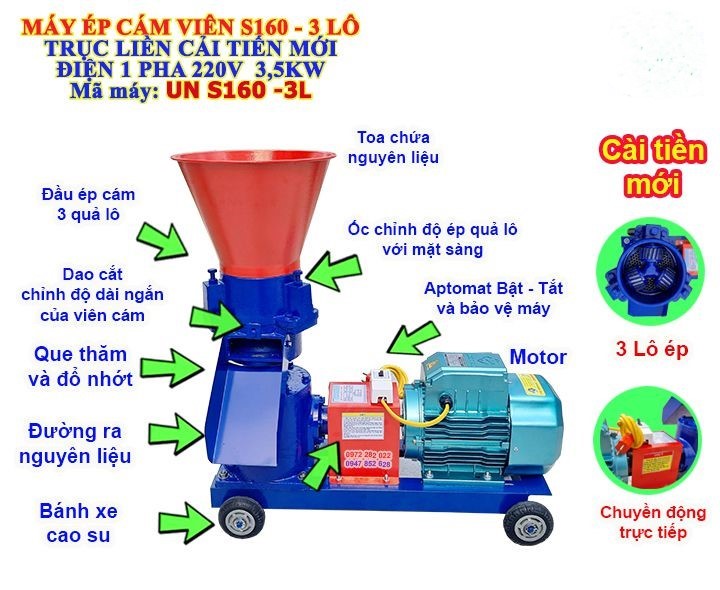 Máy ép cám viên trục đứng S160-3L