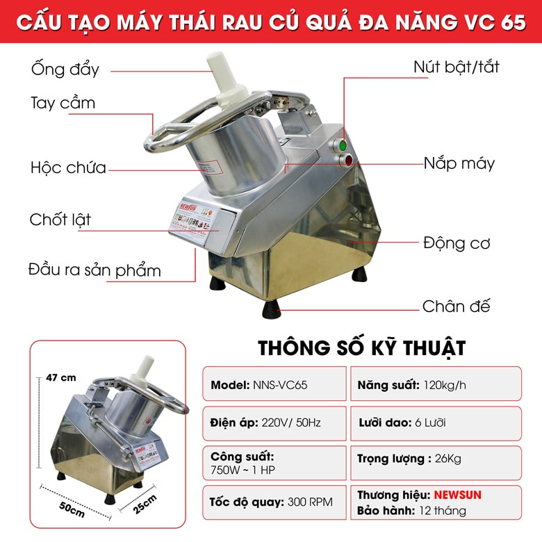 Máy thái rau củ đa năng VC65 thiết kế hoàn hảo, nhiều tiện ích
