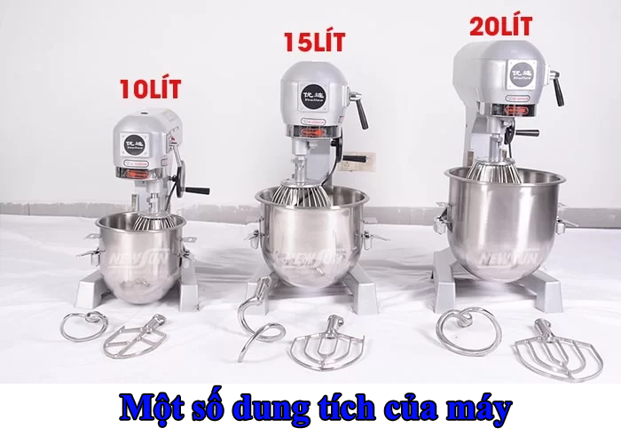 Một số sung tích của máy nhào bột