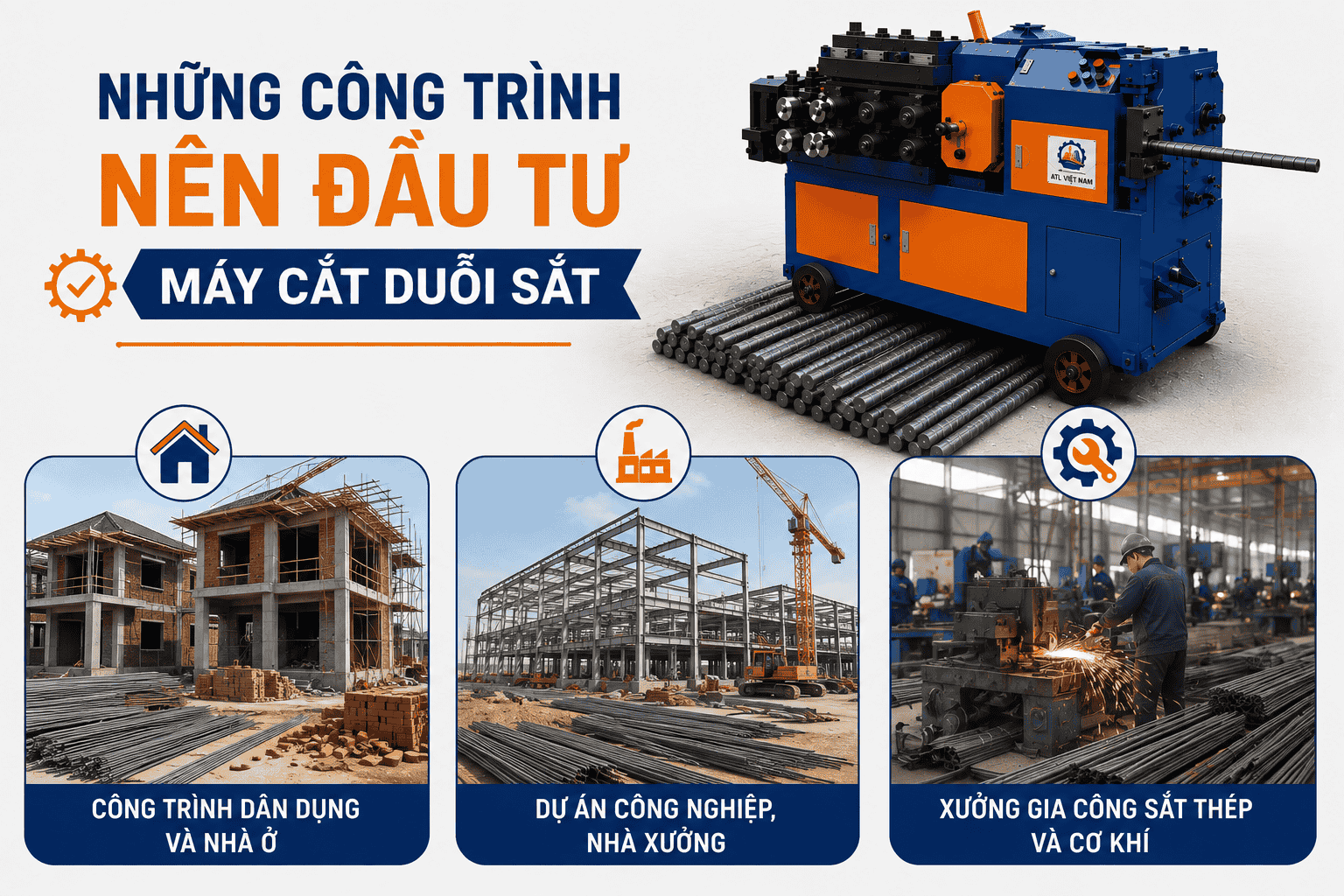 Những công trình nên đầu tư máy cắt duỗi sắt