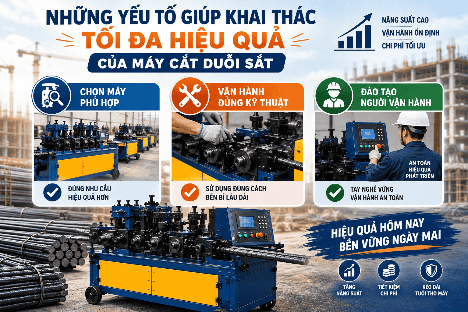 Những yếu tố giúp khai thác tối đa hiệu quả của máy cắt duỗi sắt