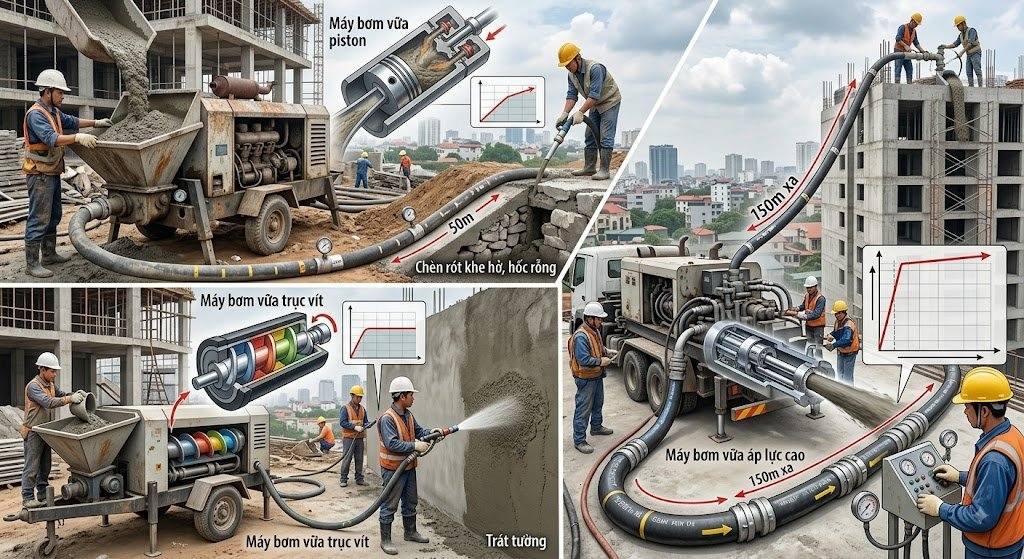 Phân loại máy bơm vữa xi măng