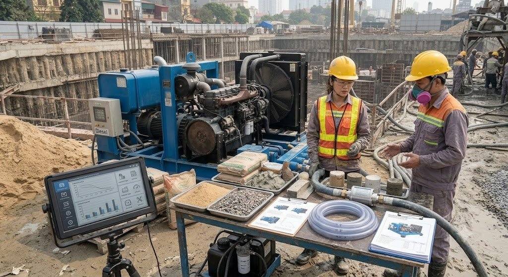 Quy trình chọn máy bơm vữa