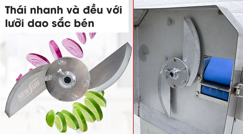 Lưỡi dao thép tôi sắc bén, thái nhanh và đều