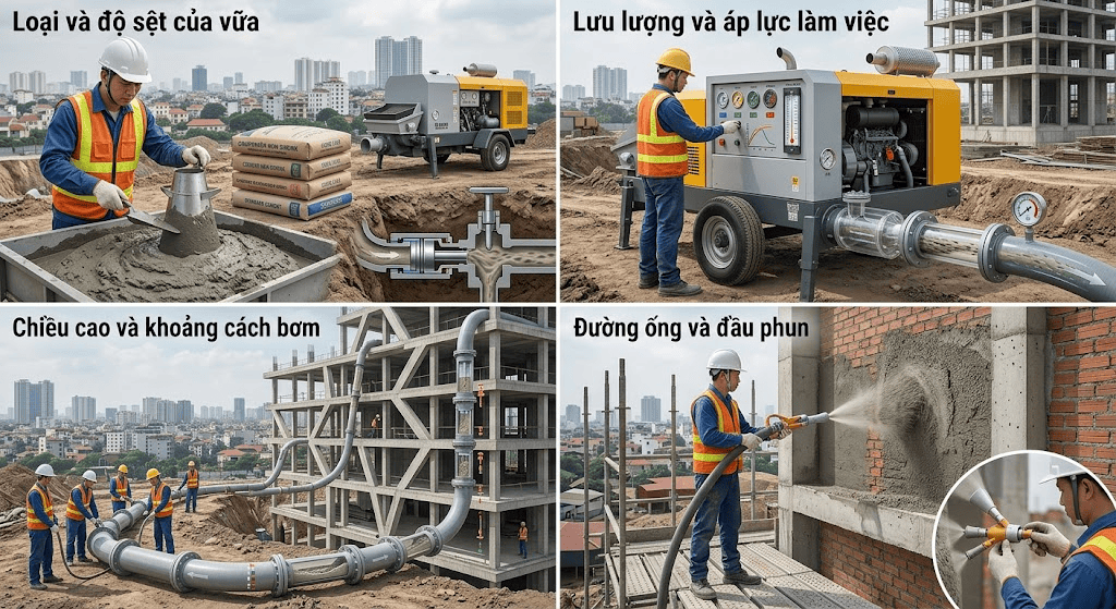 Tiêu chí lựa chọn máy bơm phun vữa