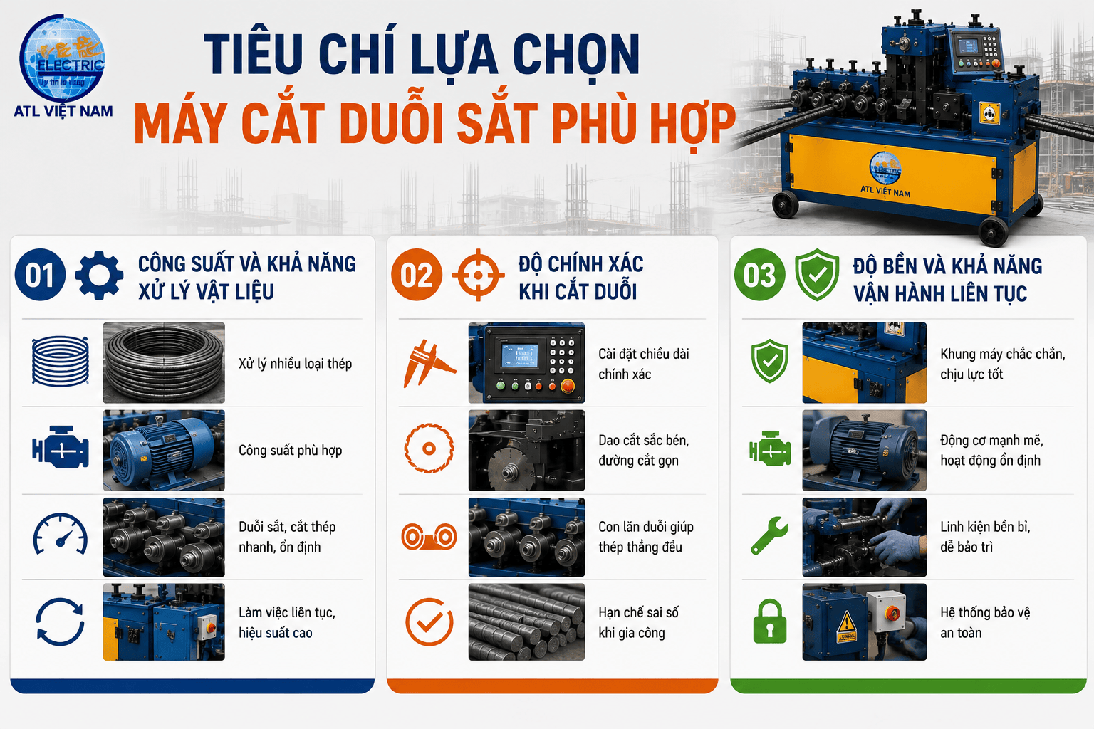 Tiêu chí lựa chọn máy cắt duỗi sắt phù hợp