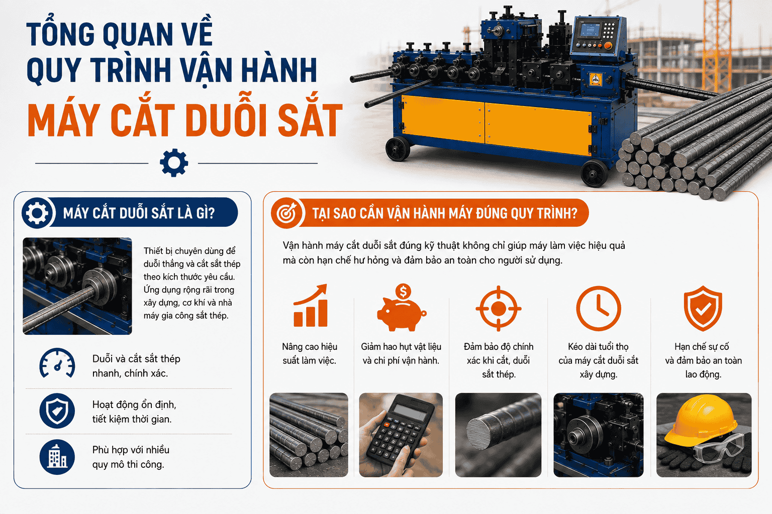 Tổng quan về quy trình vận hành máy cắt duỗi sắt