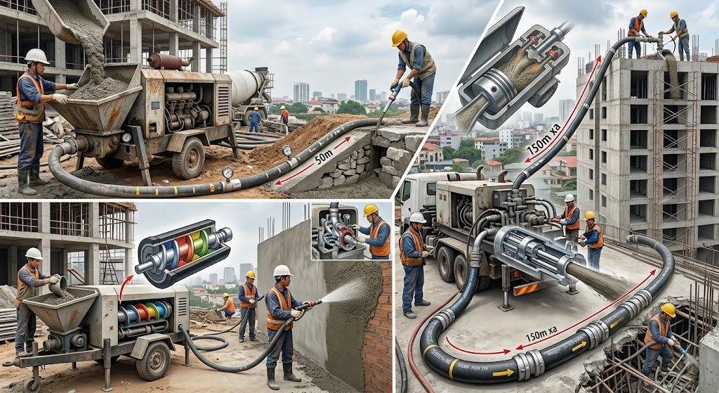 Ứng dụng của máy bơm vữa xi măng