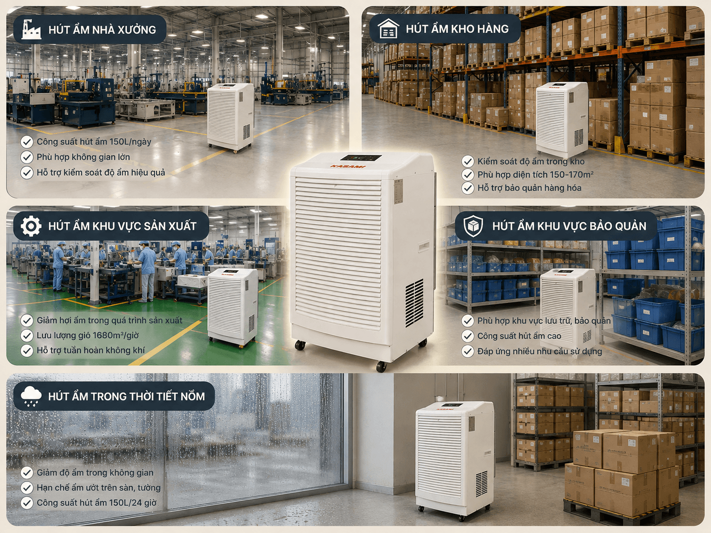 Ứng dụng của máy hút ẩm công nghiệp KASAMI KD-150