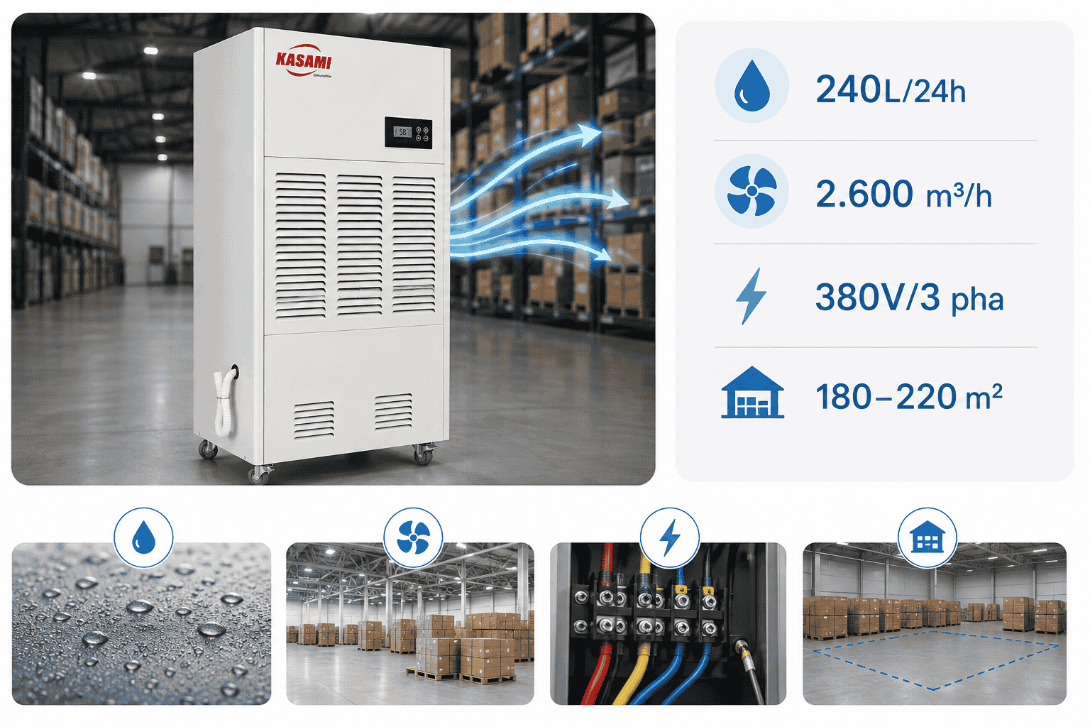 Ưu điểm của máy hút ẩm công nghiệp Kasami KD-240