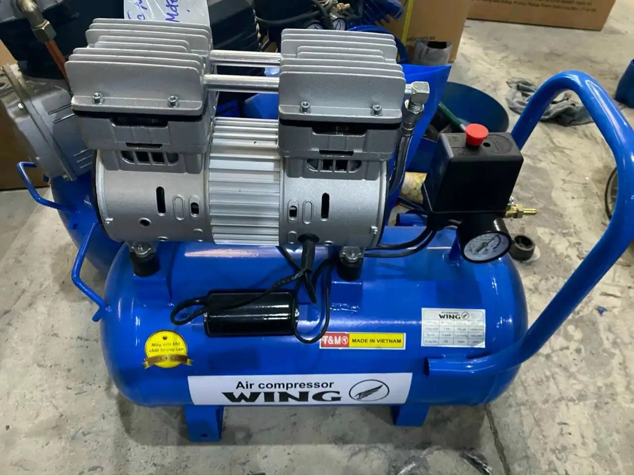Máy Nén Khí Không Dầu Giảm Âm Wing 3/4HP TW-OF550-35L