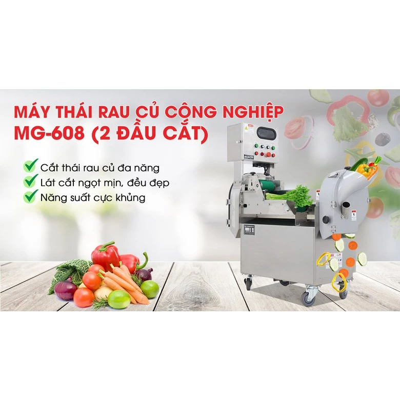 Máy thái rau củ quả công nghiệp đa năng MG-608 (2 đầu cắt)