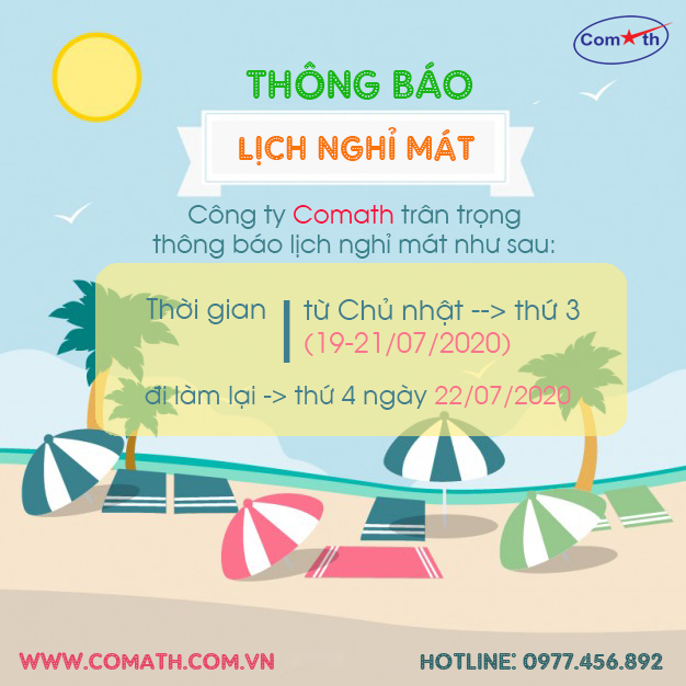 Thông báo lịch nghỉ mát COMATH Hè 2020