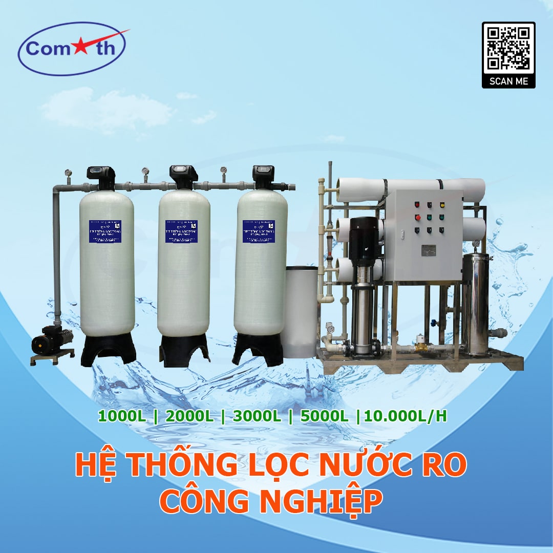 Hệ thống lọc nước RO công nghiệp công suất lớn 2000L, 5000L, 10000L/h