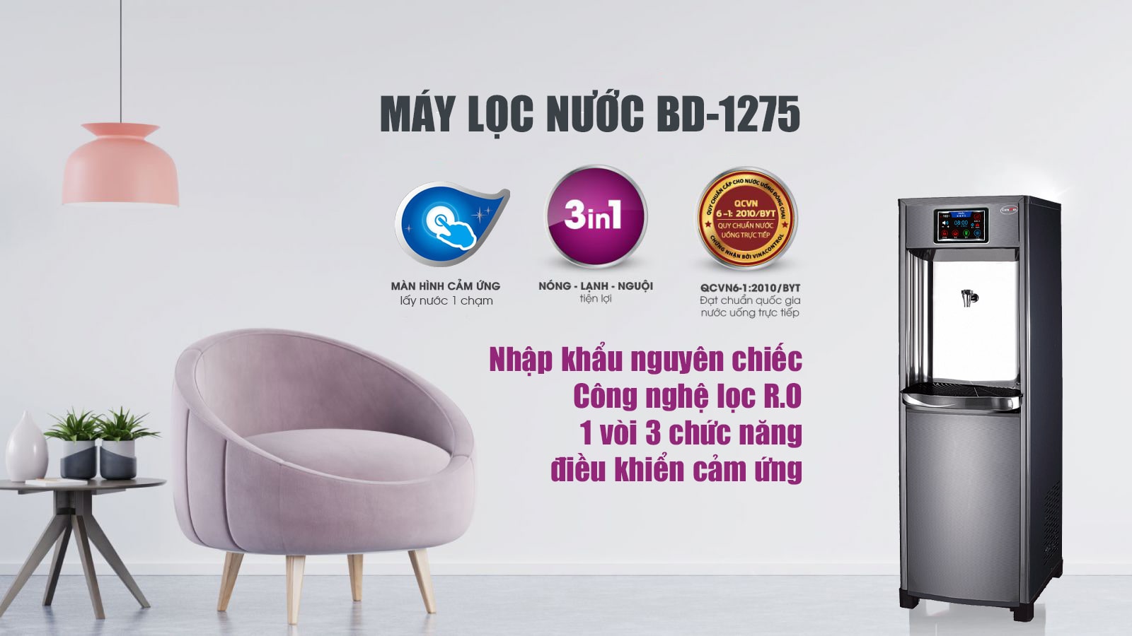 Khám phá ngay siêu phẩm máy lọc nước RO cảm ứng hiện đại bậc nhất BD-1275