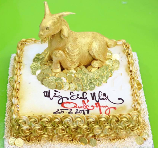 Bánh sinh nhật fondant con khỉ và con dê vui sinh nhật 3851  Bánh fondant