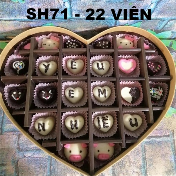 [SH0171] Hộp socola valentine kiểu truyền thống dễ thương 22 viên (có thể thay chữ)
