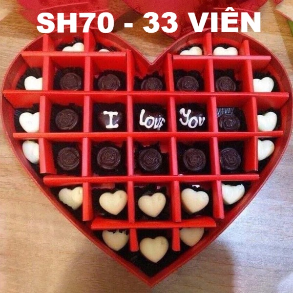 [SH0170] Hộp socola valenitne trái tim chia ngăn màu đỏ trắng đen thanh lịch 33v (có thể thay chữ)