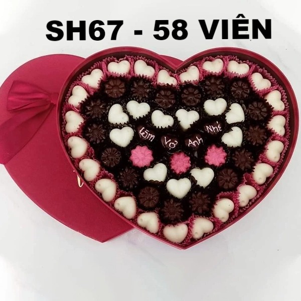 [SH0167] Hộp socola trái tim valentine 58v đen trắng đẹp (có thể thay chữ)