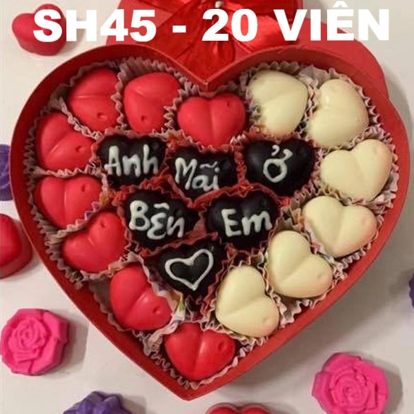 [SH0145] Hộp socola đỏ đen trắng ấn tượng tặng valentine cho vợ 20v (có thể đổi chữ)