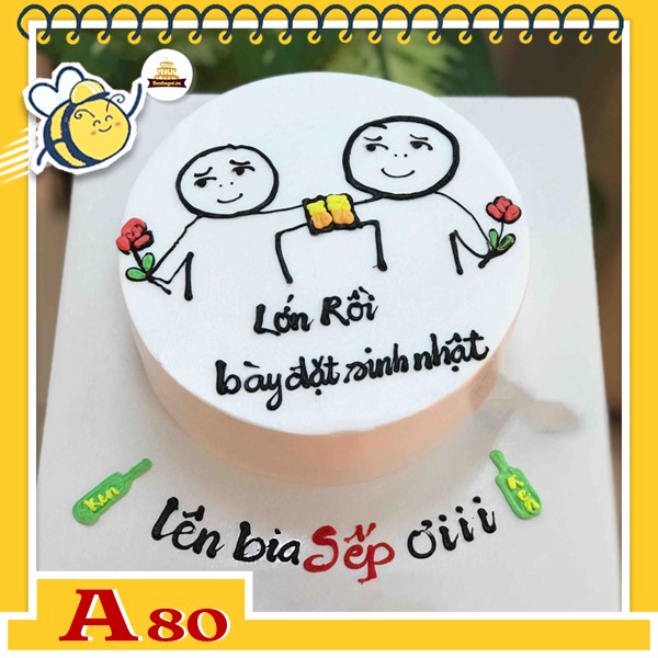 Bánh kem sinh nhật đơn giản A80 lớn rồi bày đặt sinh nhật