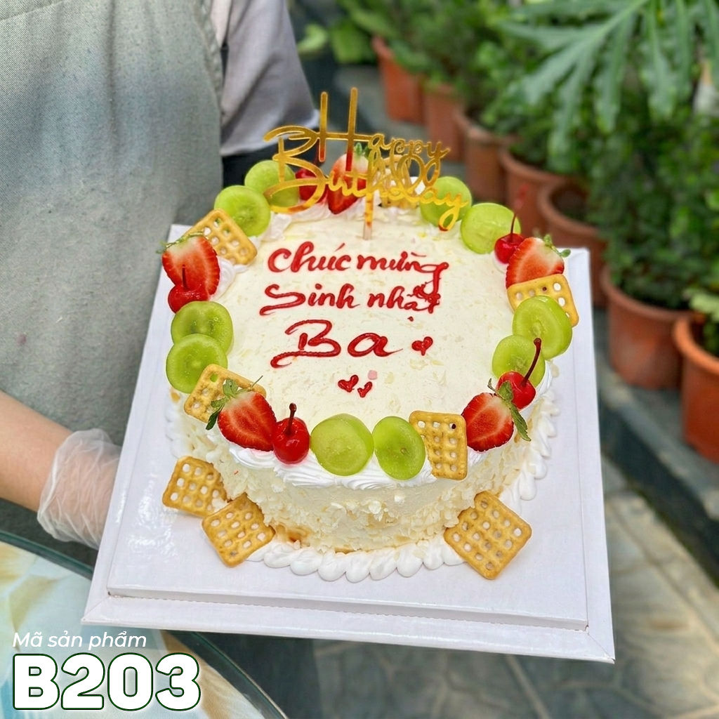 Bánh kem bắp B203 Mix hoa quả và bánh quy giòn