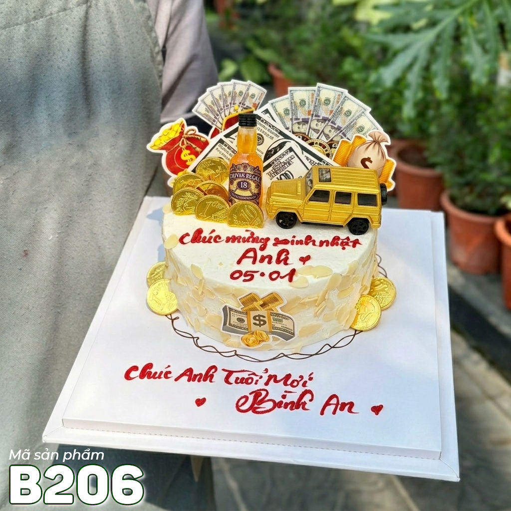 Bánh kem bắp B206 phong cách tài lộc cho nam giới