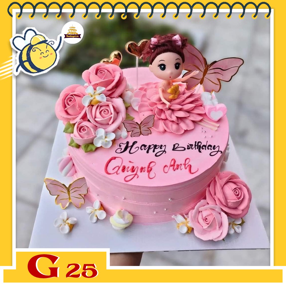 Bánh kem bé gái G25 rực rỡ sắc hồng