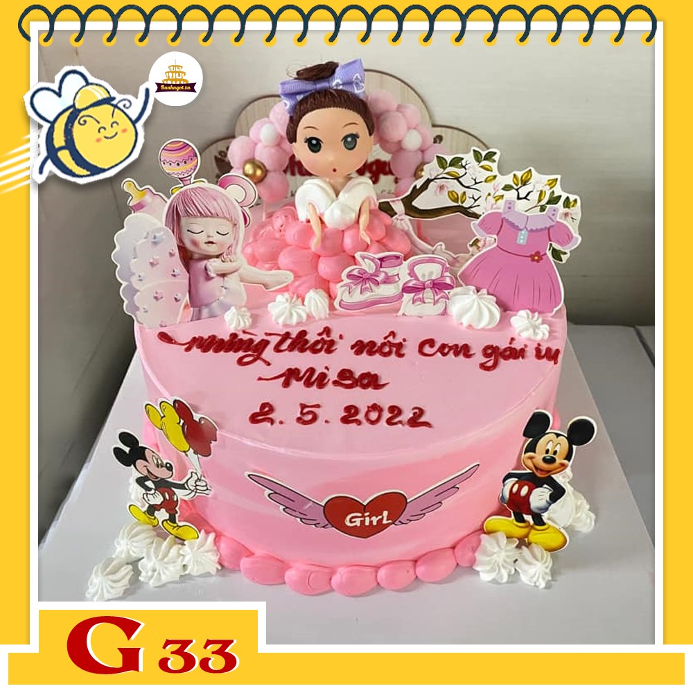 Bánh kem bé gái G33 bữa tiệc của công chúa búp bê