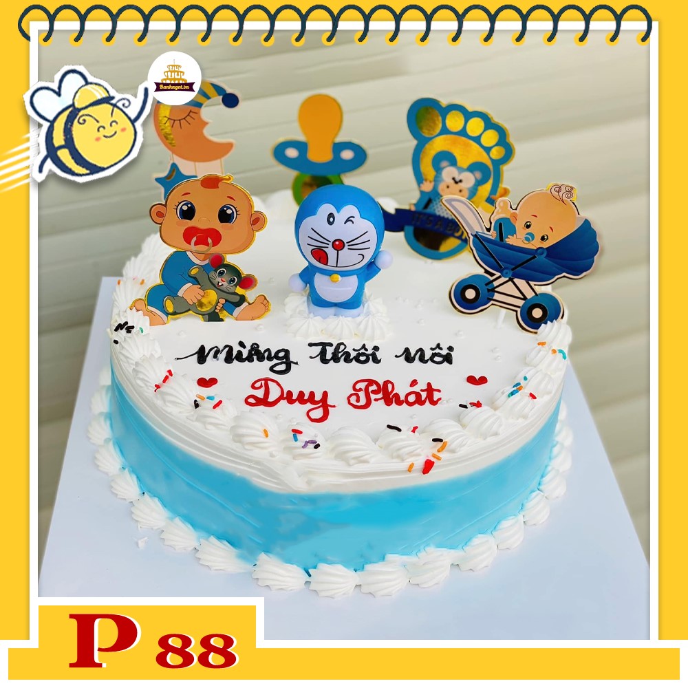 Bánh kem bé trai P88 phụ kiện doraemon ngộ nghĩnh