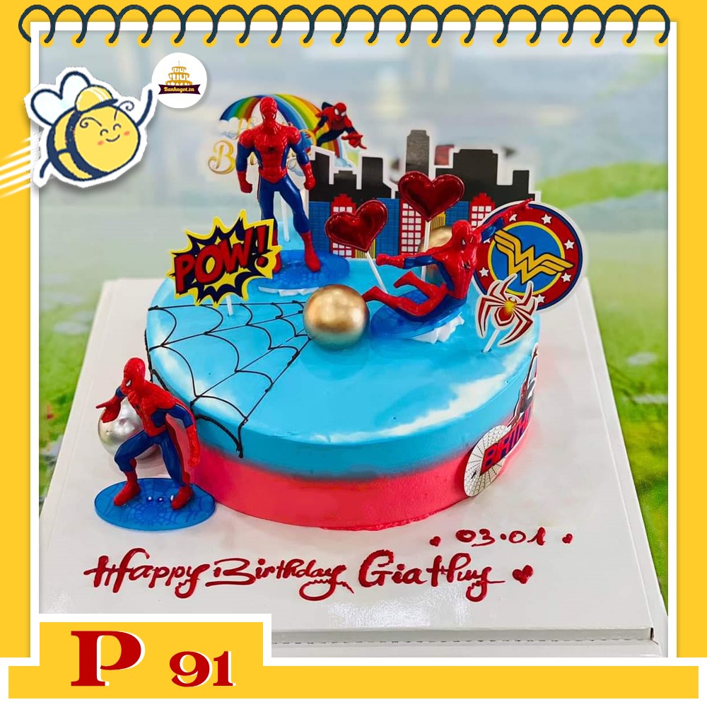 Bánh kem bé trai P91 người nhện siêu anh hùng