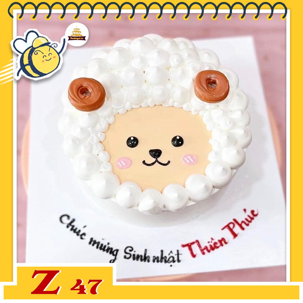 Bánh kem vẽ hình dễ thương Z47 con cừu