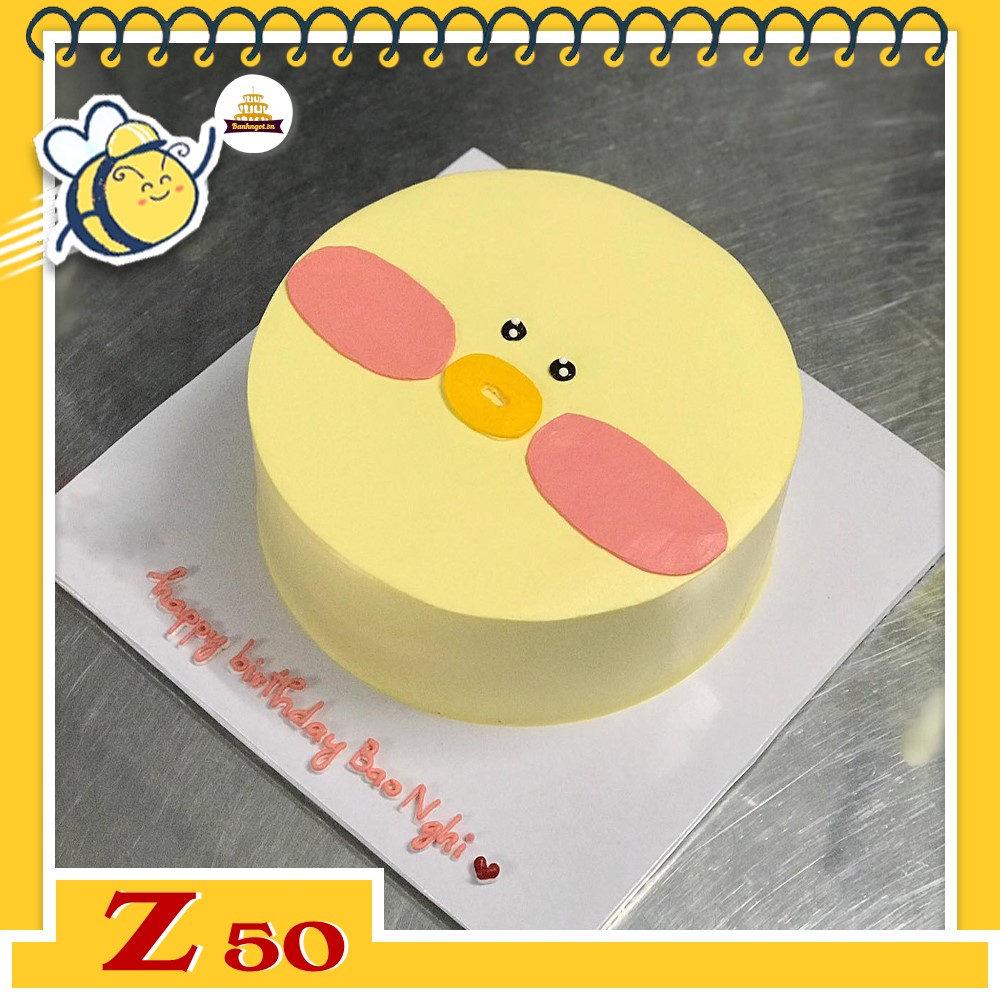 Bánh kem vẽ hình dễ thương Z50 con vịt màu yellow