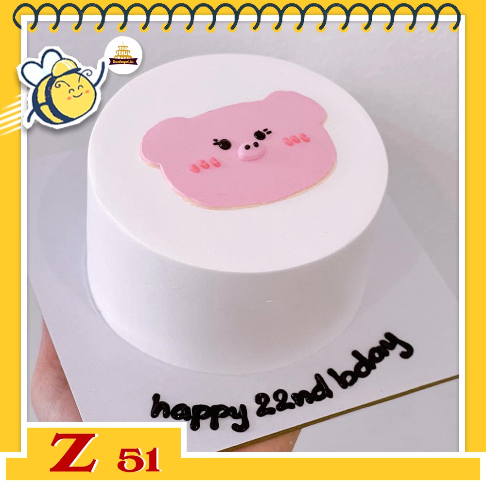 Bánh kem vẽ hình dễ thương Z51 con gấu hồng