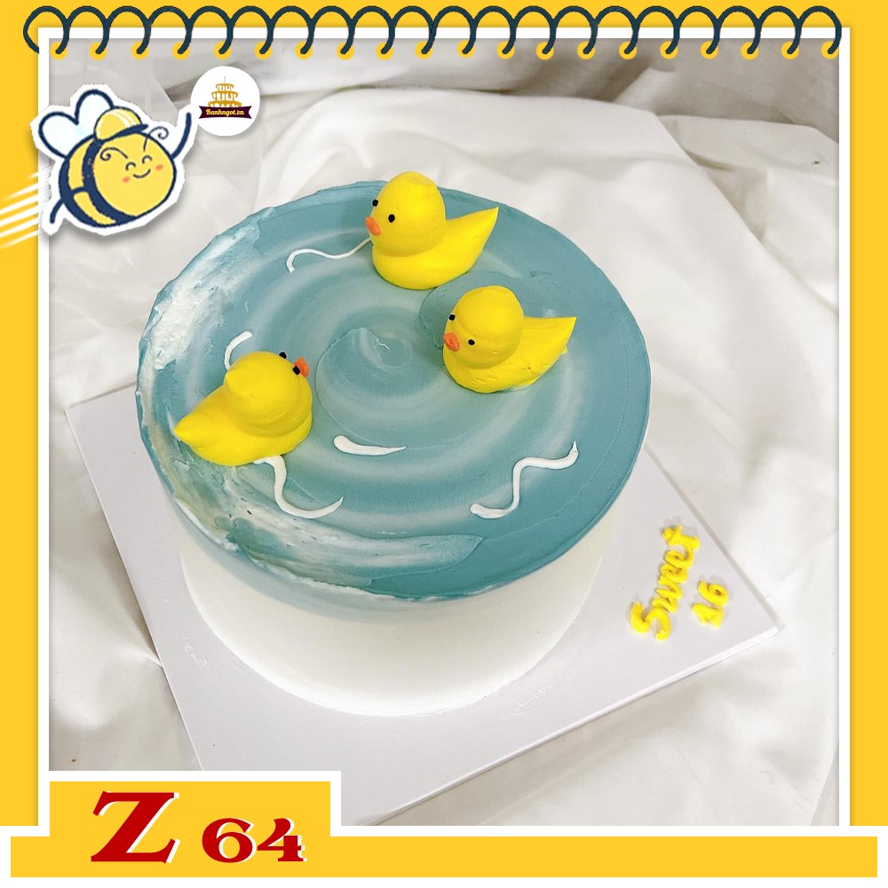 Bánh kem vẽ hình dễ thương Z64 con vịt dễ thương