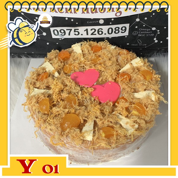 Bánh bông lan trứng muối sinh nhật Y01 nhiều chà bông phong cách đơn giản