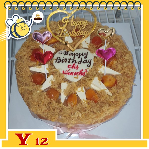 Bánh bông lan trứng muối sinh nhật Y12 ngon có phomai và chà bông cùng phụ kiện